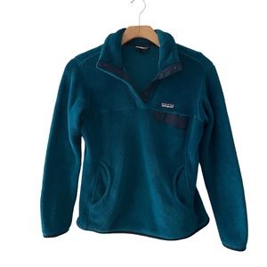 Patagonia Woman’s Dark Teal Blue Green Pullover Polartec Thermal Pro Medium